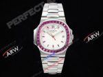 GR Factory Patek Philippe Nautilus 5711 Purple Diamond Bezel White Dial Swiss Watch